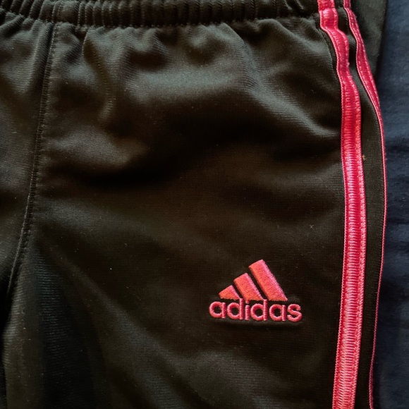 Adidas kids Black Tracksuit with Pink Stripes - Picture 2 of 10